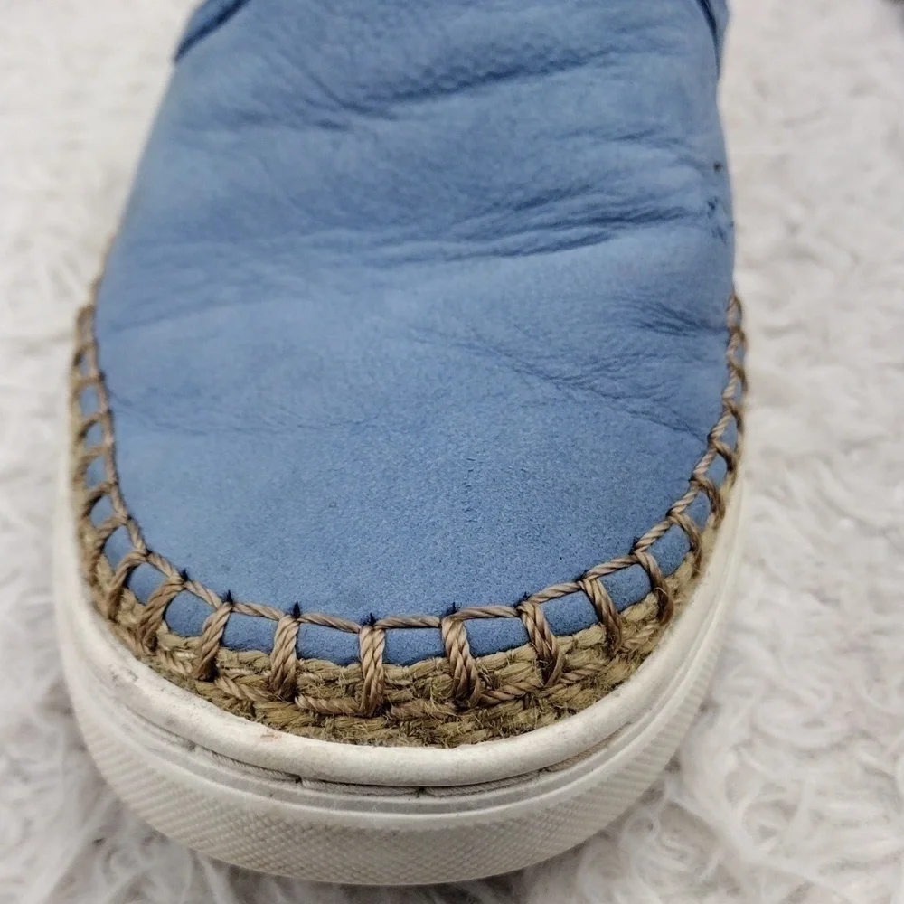 Ugg Australia Caleel Blue Leather Upper Round Toe Espadrille Slip On Mule Shoe - Picture 12 of 16